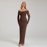 Рокля с ръкави "Off Shoulder" и намачкан ефект