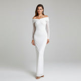 Рокля с ръкави "Off Shoulder" и намачкан ефект