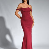 Bodycon рокля с открито рамо и заден цип