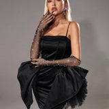 Черен ръкавици от рибена мрежа Pauline Diamond