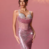Qavrix Секси Перлена Русалка Макси Рокля