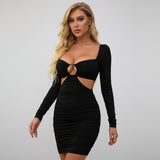 Bodycon рокля с изрязана талия и открит гръб