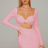 Bodycon рокля с изрязана талия и открит гръб