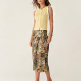 Yellow Round Neck Button Knit Vest