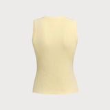Yellow Round Neck Button Knit Vest