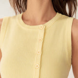 Yellow Round Neck Button Knit Vest