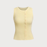Yellow Round Neck Button Knit Vest