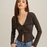 Coffee Twist Knit T-Shirt