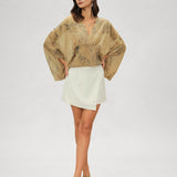 Yellow V Neck Floral Blouse