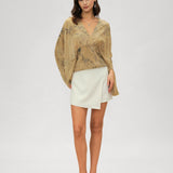 Yellow V Neck Floral Blouse